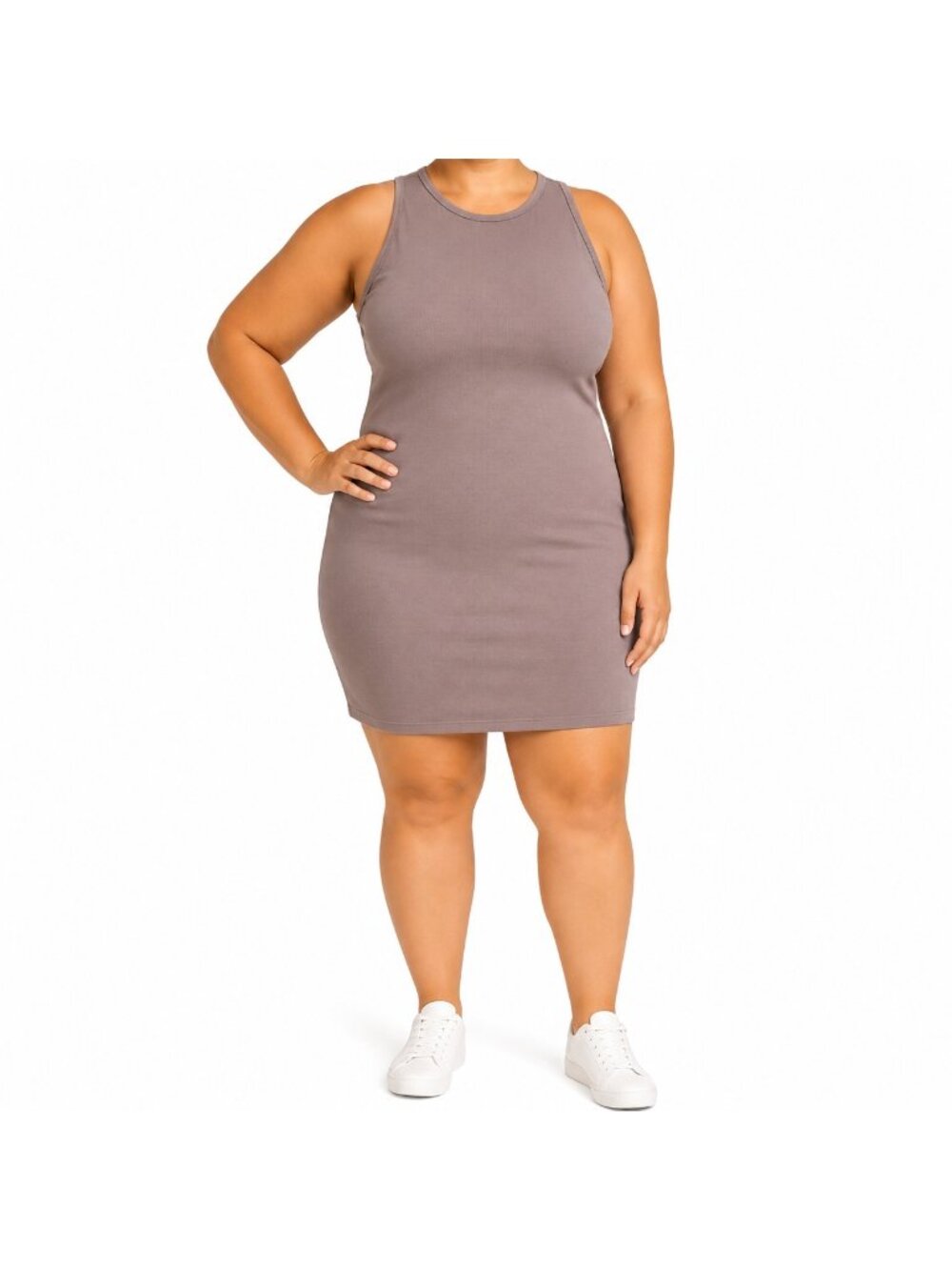 NEW Old Navy Taupe Rib-Knit Sleeveless Mini Tank Dress Size 4X